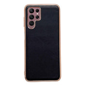 For Samsung Galaxy S22 Ultra 5G Genuine Leather Xiaoya Series Nano Electroplating Phone Case(Black) Eurekaonline