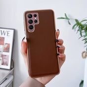 For Samsung Galaxy S22 Ultra 5G Genuine Leather Xiaoya Series Nano Electroplating Phone Case(Coffee) Eurekaonline