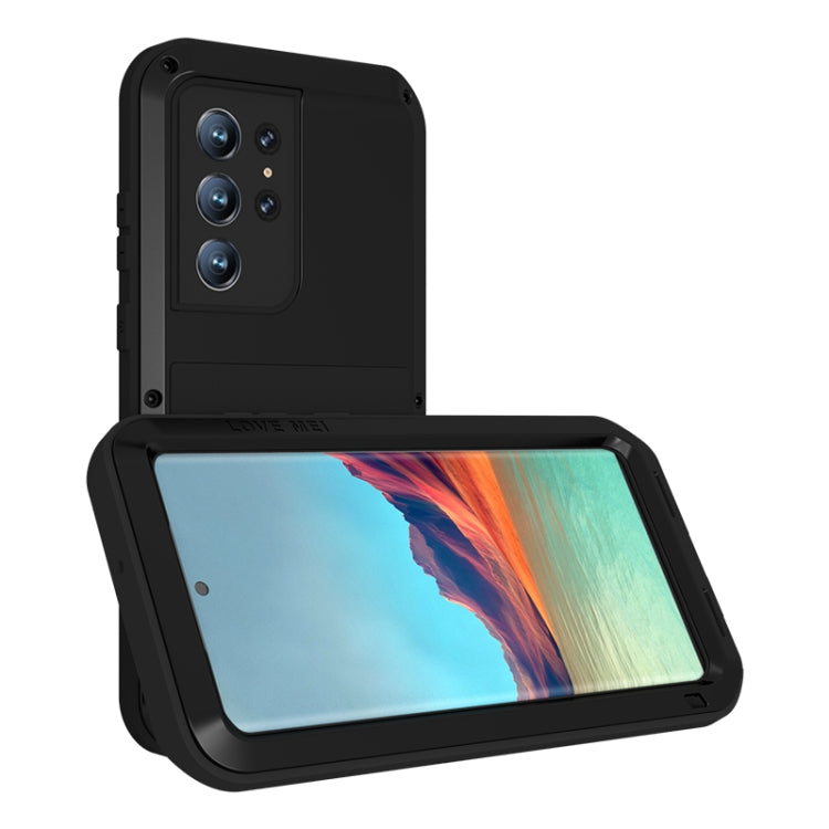For Samsung Galaxy S22 Ultra 5G LOVE MEI Metal Shockproof Waterproof Dustproof Protective Phone Case(Black) Eurekaonline