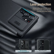 For Samsung Galaxy S22 Ultra 5G NILLKIN QIN Series Pro Sliding Camera Cover Design PC + TPU + PU Leather Phone Case(Cloth Texture Blue) Eurekaonline