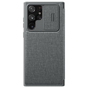For Samsung Galaxy S22 Ultra 5G NILLKIN QIN Series Pro Sliding Camera Cover Design PC + TPU + PU Leather Phone Case(Cloth Texture Grey) Eurekaonline