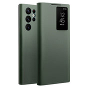 For Samsung Galaxy S22 Ultra 5G QIALINO Magnetic Genuine Leather Phone Case(Green) Eurekaonline