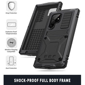 For Samsung Galaxy S22 Ultra 5G R-JUST Metal + Silicone Holder Phone Case(Black) Eurekaonline