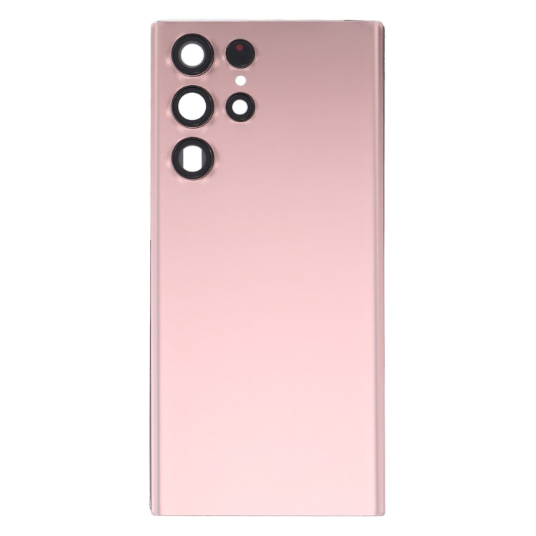For Samsung Galaxy S22 Ultra 5G SM-S908B Battery Back Cover with Camera Lens Cover (Pink) Eurekaonline