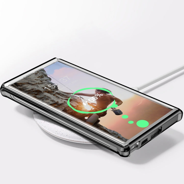 For Samsung Galaxy S22 Ultra 5G Waterproof Dustproof Shockproof Transparent Acrylic Protective Phone Case(Black) Eurekaonline