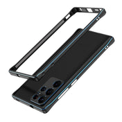 For Samsung Galaxy S22 Ultra Aurora Series Lens Protector + Metal Frame Protective Phone Case(Black Blue) Eurekaonline