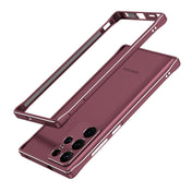 For Samsung Galaxy S22 Ultra Aurora Series Lens Protector + Metal Frame Protective Phone Case(Wine Red Silver) Eurekaonline