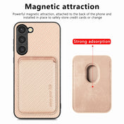 For Samsung Galaxy S23 5G Carbon Fiber Leather Card Magsafe Case(Khaki) Eurekaonline