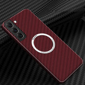For Samsung Galaxy S23+ 5G Carbon Fiber Texture MagSafe Magnetic Phone Case(Red) Eurekaonline