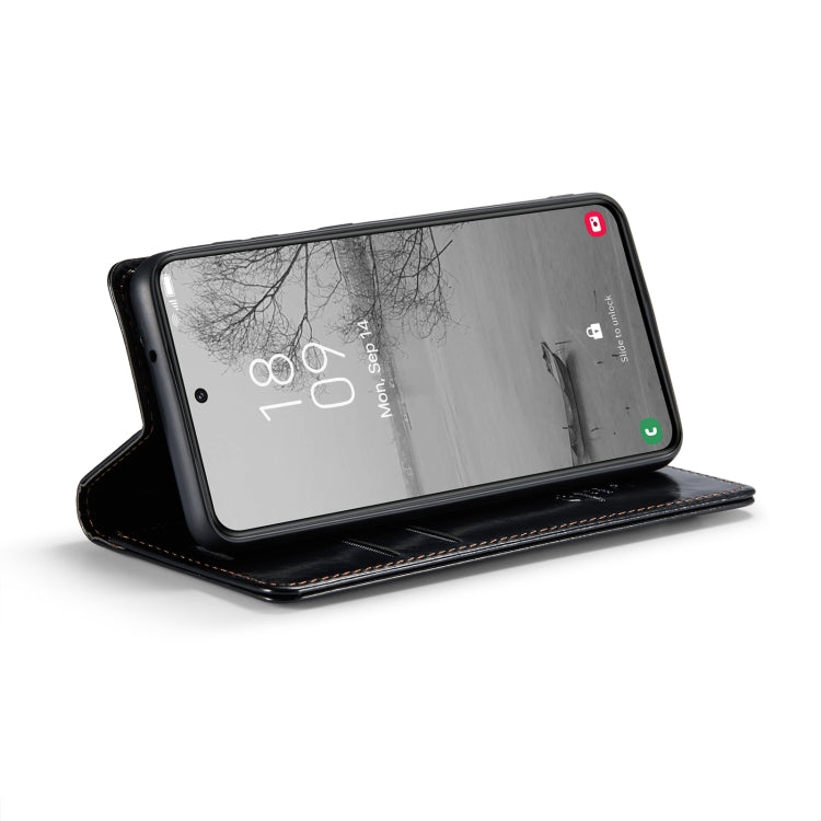 For Samsung Galaxy S23 5G CaseMe 003 Crazy Horse Texture Leather Phone Case(Black) Eurekaonline