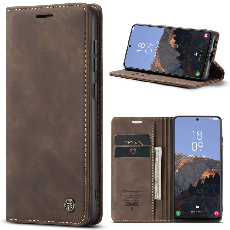 For Samsung Galaxy S23+ 5G CaseMe 013 Multifunctional Horizontal Flip Leather Phone Case(Coffee) Eurekaonline