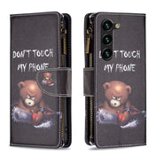 For Samsung Galaxy S23+ 5G Colored Drawing Pattern Zipper Leather Phone Case(Bear) Eurekaonline