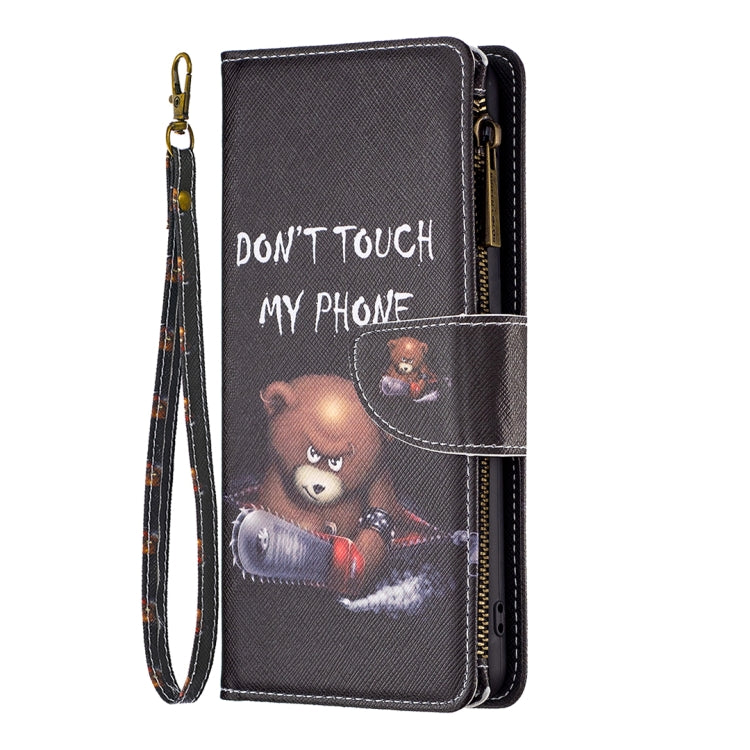 For Samsung Galaxy S23+ 5G Colored Drawing Pattern Zipper Leather Phone Case(Bear) Eurekaonline