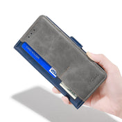 For Samsung Galaxy S23 5G Contrast Color Side Buckle Leather Phone Case(Blue+Grey) Eurekaonline