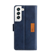 For Samsung Galaxy S23 5G Contrast Color Side Buckle Leather Phone Case(Blue+Grey) Eurekaonline