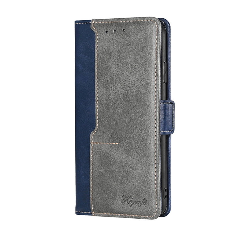 For Samsung Galaxy S23 5G Contrast Color Side Buckle Leather Phone Case(Blue+Grey) Eurekaonline