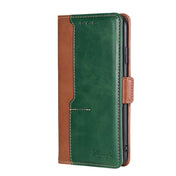 For Samsung Galaxy S23 5G Contrast Color Side Buckle Leather Phone Case(Light Brown+Green) Eurekaonline