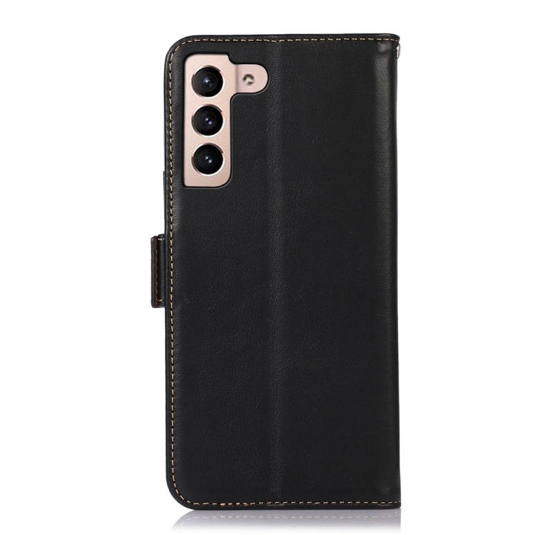 For Samsung Galaxy S23 5G Crazy Horse Top Layer Cowhide Leather Phone Case(Black) Eurekaonline