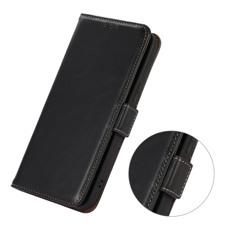 For Samsung Galaxy S23 5G Crazy Horse Top Layer Cowhide Leather Phone Case(Black) Eurekaonline