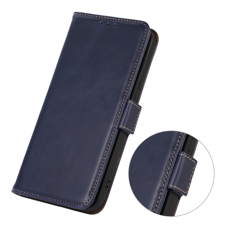 For Samsung Galaxy S23 5G Crazy Horse Top Layer Cowhide Leather Phone Case(Blue) Eurekaonline