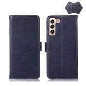 For Samsung Galaxy S23 5G Crazy Horse Top Layer Cowhide Leather Phone Case(Blue) Eurekaonline