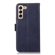 For Samsung Galaxy S23 5G Crazy Horse Top Layer Cowhide Leather Phone Case(Blue) Eurekaonline