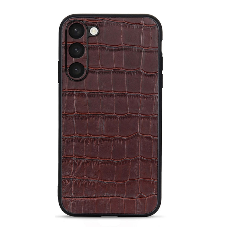 For Samsung Galaxy S23+ 5G Crocodile Texture Genuine Leather Phone Case(Brown) Eurekaonline