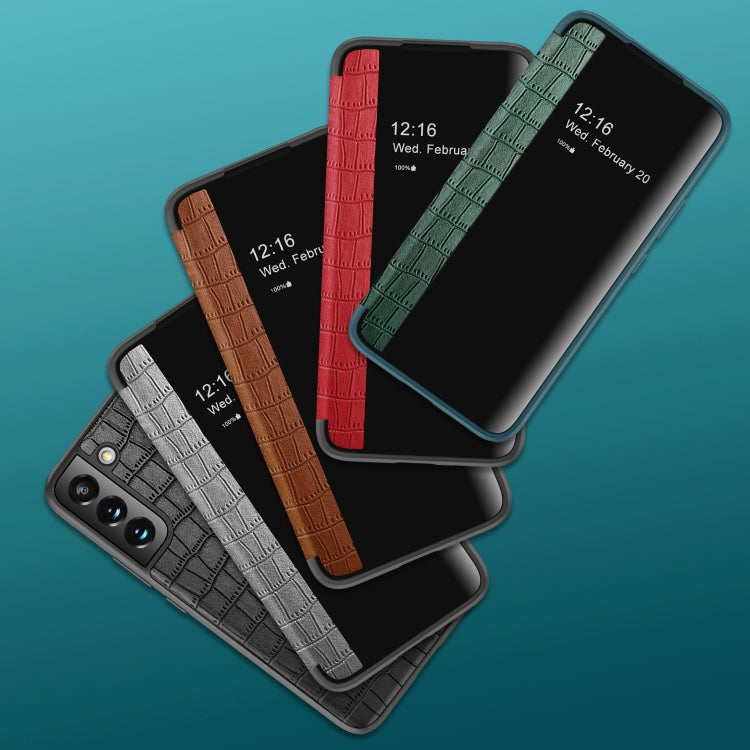 For Samsung Galaxy S23+ 5G Crocodile Texture Window View Leather Phone Case(Black) Eurekaonline