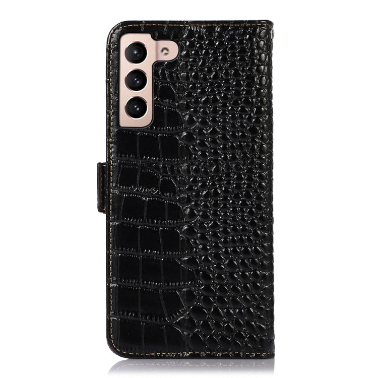 For Samsung Galaxy S23 5G Crocodile Top Layer Cowhide Leather Phone Case(Black) Eurekaonline