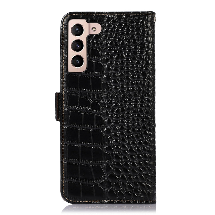 For Samsung Galaxy S23+ 5G Crocodile Top Layer Cowhide Leather Phone Case(Black) Eurekaonline