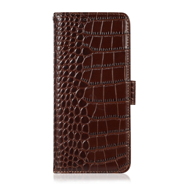 For Samsung Galaxy S23 5G Crocodile Top Layer Cowhide Leather Phone Case(Brown) Eurekaonline