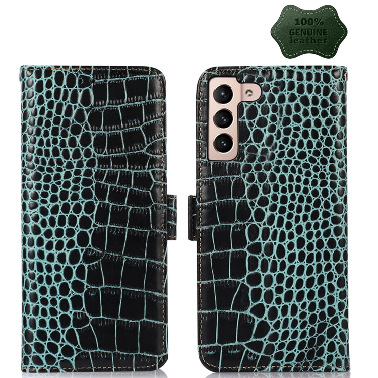 For Samsung Galaxy S23+ 5G Crocodile Top Layer Cowhide Leather Phone Case(Green) Eurekaonline