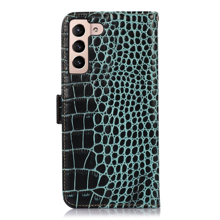 For Samsung Galaxy S23 5G Crocodile Top Layer Cowhide Leather Phone Case(Green) Eurekaonline