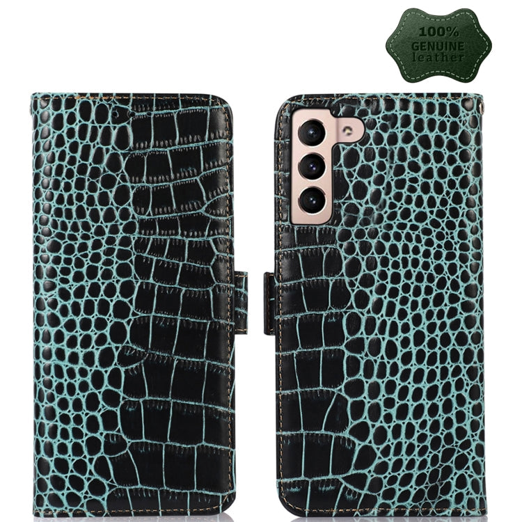 For Samsung Galaxy S23 5G Crocodile Top Layer Cowhide Leather Phone Case(Green) Eurekaonline