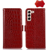 For Samsung Galaxy S23+ 5G Crocodile Top Layer Cowhide Leather Phone Case(Red) Eurekaonline