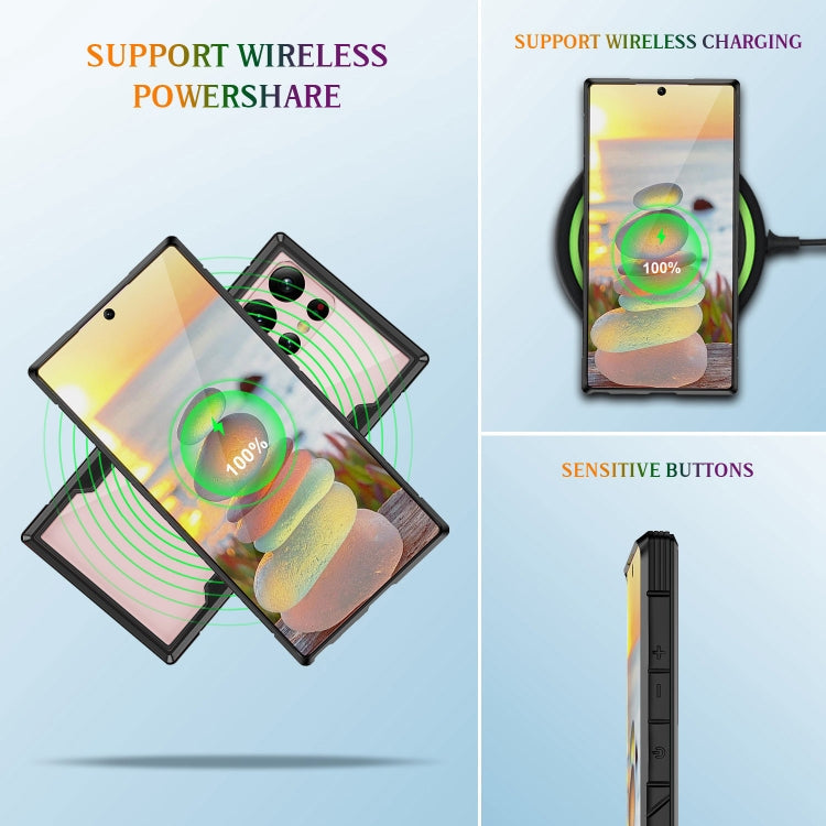 For Samsung Galaxy S23 5G Defender Metal Clear PC Soft TPU Phone Case(Black) Eurekaonline
