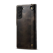 For Samsung Galaxy S23 5G Denior Oil Wax Cowhide Magnetic Button Leather Phone Case(Black) Eurekaonline