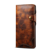 For Samsung Galaxy S23+ 5G Denior Oil Wax Cowhide Magnetic Button Leather Phone Case(Brown) Eurekaonline