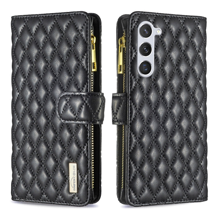 For Samsung Galaxy S23 5G Diamond Lattice Zipper Wallet Leather Flip Phone Case(Black) Eurekaonline