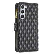 For Samsung Galaxy S23 5G Diamond Lattice Zipper Wallet Leather Flip Phone Case(Black) Eurekaonline