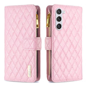 For Samsung Galaxy S23 5G Diamond Lattice Zipper Wallet Leather Flip Phone Case(Pink) Eurekaonline