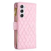 For Samsung Galaxy S23 5G Diamond Lattice Zipper Wallet Leather Flip Phone Case(Pink) Eurekaonline