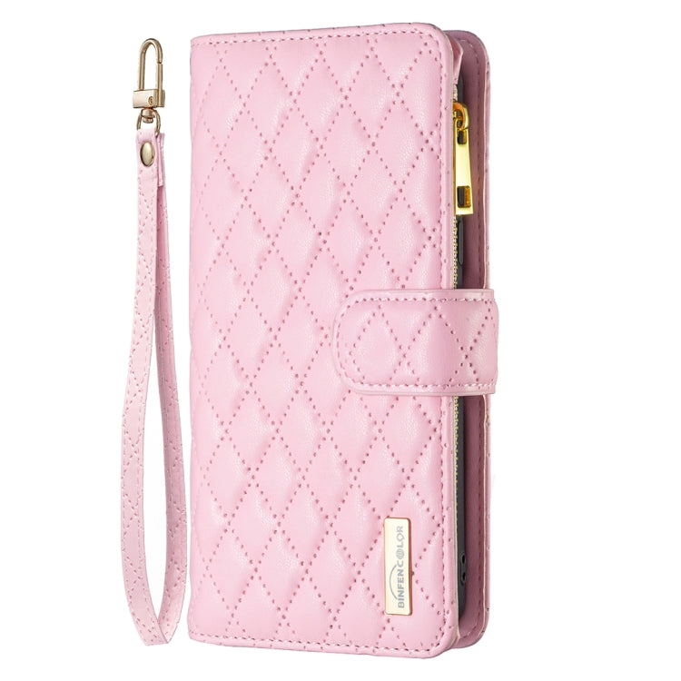 For Samsung Galaxy S23 5G Diamond Lattice Zipper Wallet Leather Flip Phone Case(Pink) Eurekaonline