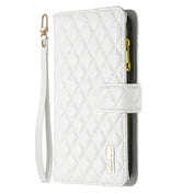 For Samsung Galaxy S23 5G Diamond Lattice Zipper Wallet Leather Flip Phone Case(White) Eurekaonline