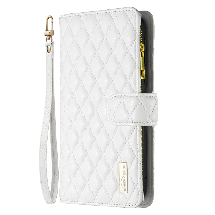 For Samsung Galaxy S23 5G Diamond Lattice Zipper Wallet Leather Flip Phone Case(White) Eurekaonline