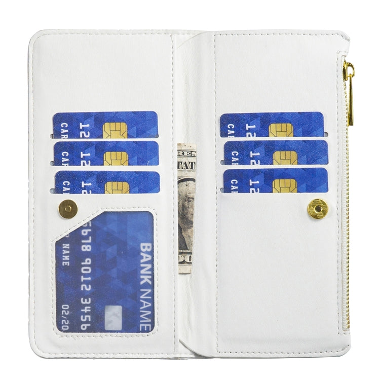 For Samsung Galaxy S23 5G Diamond Lattice Zipper Wallet Leather Flip Phone Case(White) Eurekaonline