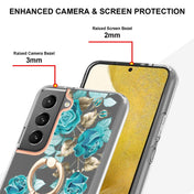 For Samsung Galaxy S23 5G Flowers and Plants Series IMD TPU Phone Case with Ring Holder(Blue Rose) Eurekaonline