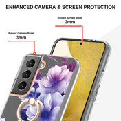 For Samsung Galaxy S23 5G Flowers and Plants Series IMD TPU Phone Case with Ring Holder(Purple Begonia) Eurekaonline