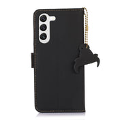 For Samsung Galaxy S23 5G Genuine Leather Magnetic RFID Leather Phone Case(Black) Eurekaonline