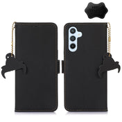 For Samsung Galaxy S23 5G Genuine Leather Magnetic RFID Leather Phone Case(Black) Eurekaonline